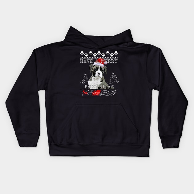 Brindle Boxer Dog Sweater for the Holidays Kids Hoodie by 3QuartersToday